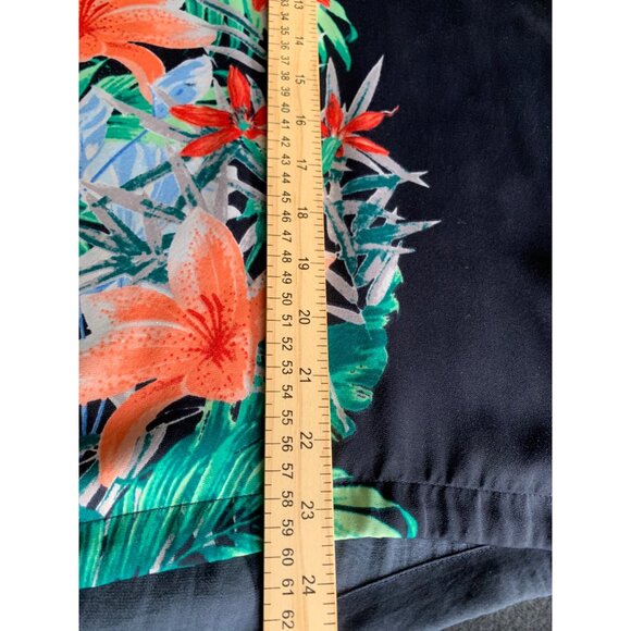 Liz Claiborne Black Floral Short Sleeve High-Low Blouse Womens Size Large - Picture 4 of 9